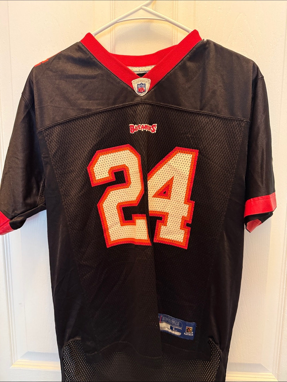 Reebok Black & Red #24 Football Jersey